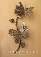 LOVELY MCM BRUTALIST BUTTERFLIES METAL WALL ART VTG 60'S ATOMIC MID CENTURY picture