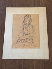 Vintage Sharon Niles Signed Pencil Drawing Portrait of Girl / Woman picture
