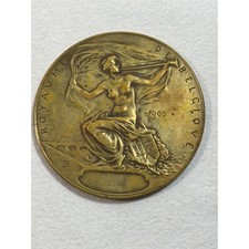 Antique 1905 Liege Exposition Universelle Bronze Medal Royaume De Belgique 70mm picture