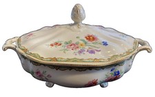 Antique Johnson Brothers Pareek Footed Covered Casserole Bowl Dish Mint picture