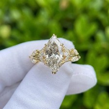 Lab Grown Diamond 4.20Ct Marquise E/VS1 Solitaire Wedding Ring 14K Yellow Gold picture