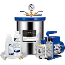 3.5CFM Vacuum Pump 5 Gallon Vacuum Chamber Degassing Kit 1/4HP Single Stage &Oil picture