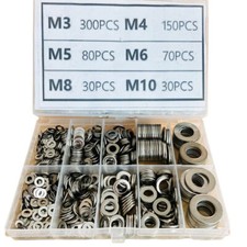 660PCS 304 Stainless Steel Washers Flat Washer Assortment Set Kit 6 Sizes picture