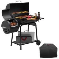 Royal Gourmet  28-Inch Barrel Charcoal Grill with Offset Smoker 824 Sq,Black picture