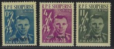 1962 Albania Sc #604a-606a - Vostok & Gagarin Set Black Posta Ajrore Ovpt - MNH picture