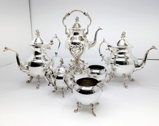 Vintage Birmingham Silver Co BIM10 6-Piece Silver on Copper Tea Coffee Service picture