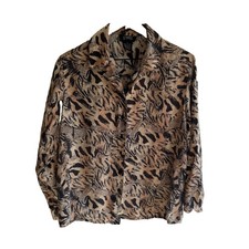 Vintage Studio 3000 Animal Print 100% Silk Blouse Womens Size M Mob Wife Tiger picture