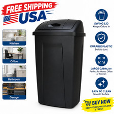 Mainstays Kitchen Trash Can, 13 Gallon Plastic Garbage Bin with Swing Top Lid picture