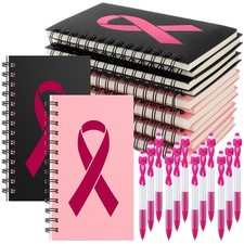 24 Pcs Breast Cancer Awareness Notepads Pink Ribbon Retractable Pens Breast C... picture