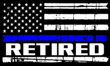 Thin Blue Line RETIRED Distressed Flag Window Helmet Sticker Police Decal picture