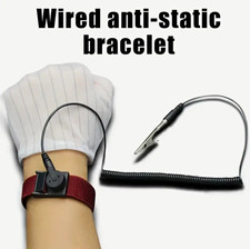 Anti-Static ESD Wrist Strap Bracelet w/ Coiled Grounding Cord & Alligator Clip. picture