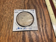 1908-S Philippines Silver One Peso Coin picture