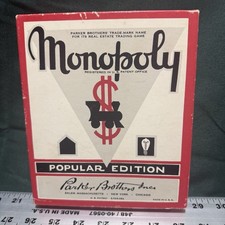 Parker Brothers Monopoly 1951 Board Game Complete with Box Money Cards-NO BOARD picture