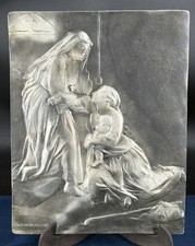 Bas-relief plate Jules Courvoisier zinc religious scene wall sculpture 36cm picture