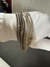 Authentic Etienne Aigner 9” Silver Mixed Gunmetal Black Tone A Clasp Bracelet. picture