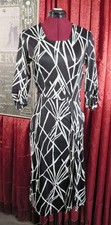 Vintage 1970s does 1940s Jersey Black and White Dress Ladies Pride Size 14 picture