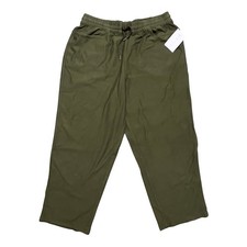 Athleta Farallon Pant 1X Olive Green Organic Cotton Drawstring Straight Leg NWT picture