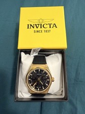 Invicta Speedway Rim 70056 Men's 46mm Gold Black Quartz Silicone Watch New picture