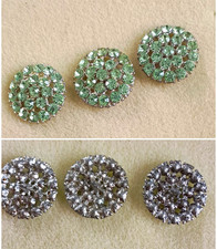 Vintage Lime Green Rhinestone & Metal Buttons Lot Of 3 picture