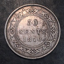 1870 Canada Newfoundland Half Dollar 50c Silver - High Quality Scans #Q915 picture