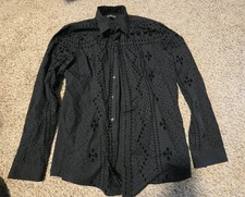 INC International Concepts Black Button Up Dress Shirt Large Mens picture