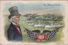 Uncle Sam US Navy Fleet Nations Pride 1908 Julius Bien & Co NY Embossed Postcard picture