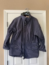 Vintage Woolrich Jacket Mens Large Blue Hooded Wool Lined Canvas Parka Made USA picture