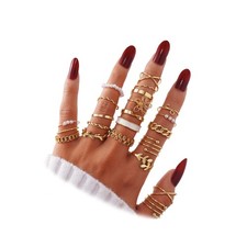 IFKM 21 Pcs Gold Knuckle Rings Set For Women Vintage Stackable Joint Finger Midi picture