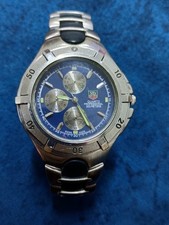 TAG Heuer Style Blue Dial Silver Tone Quartz Watch Needs Battery Stainless Steel picture
