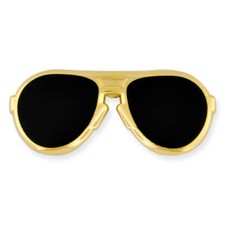 PinMart's Trendy Gold and Black Lenses Aviators Sunglasses Enamel Lapel Pin picture