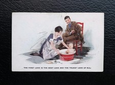 1 x ANTIQUE BARRIBAL POSTCARD ARTISTQUE SERIES 2874 THE FIRST LOVE IS THE BEST picture