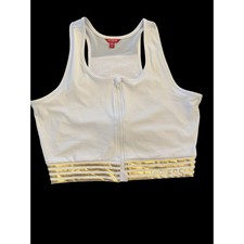 Guess Women's Zip Up Crop Top - White - Medium picture