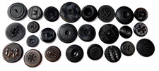 Collection of 25 Antique Dyed Black Pressed Horn Buttons #1346 picture