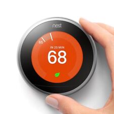 Google Nest 3rd Generation Learning Thermostat: T3007ES Stainless Steel w/Base picture