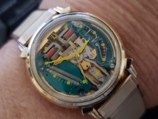 1963 Bulova Accutron Large dial Spaceview Watch 214 Yellow dot rare Runs Gr8 picture