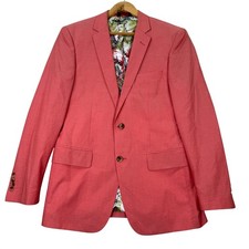 NEW Linea Uomo Mens 38R Blazer 2-Button Jacket Pink Cotton Casual Sport Coat picture