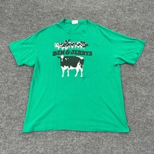 Vintage Ben & Jerry's T-Shirt Men's XL Green Hanes USA Single Stitch 80s Thin picture