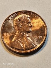 1983 Lincoln Penny,Off-centered Strike Rev.,Die Attrition Errors, Mint Error picture