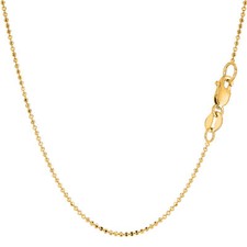 14K Yellow Gold Diamond Cut Bead Chain, Width 1.2mm picture