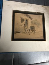 Antique 19thC Watercolor English Cottage Landscape J. Hauser Estate Fine Art picture