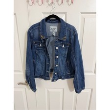 American Rag Cie Womens 1X Studded Denim Jean Jacket Blue Brass Pyramid Western picture