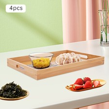Bamboo Serving Trays Set of 4 - Modern Kitchen Organizers for Fruits & Snacks picture
