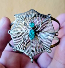 Antique Vintage Alpaca Filigree SPIDER SPIDERWEB Bracelet Mexican  picture