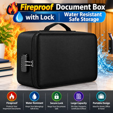 Fireproof Document Box with Lock 5200F Fire & Water Resistant Safe Storage picture