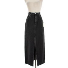 Agolde NWT Leif Denim Midi Skirt Size 27 US Spider Black Cotton picture