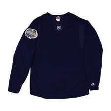 VTG 00s MLB NEW YORK YANKEES 2003 WORLD SERIES 100TH MAJESTIC FLEECE PULLOVER M picture