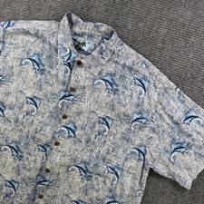 AFTCO Bluewater Mens XL Blue Marlin Sailfish Fishing Shirt Short Sleeve USA Made picture