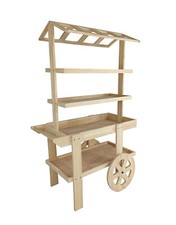 Flower Cart Vending Cart Farmers Market County Fair Wagon Wood RollingKiosk picture