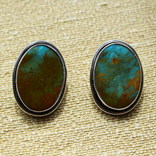 Vintage Navajo Royston Turquoise Earrings set in Sterling Silver picture