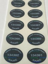 1000 CUSTOM PRINTED TAMPER EVIDENT BLACK TINT HOLOGRAM LABELS .65 INCH ROUND picture